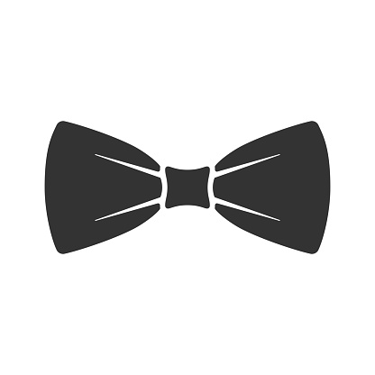 Black bow tie icon. Isolated sign bow tie on white background in flat design. Vector illustration