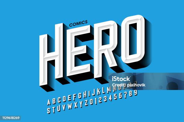 Comics Hero Style Font Stock Illustration - Download Image Now - Typescript, Text, Comic Book