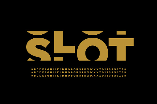 Slot machine style font, alphabet letters and numbers vector illustration