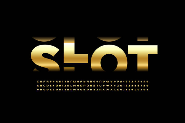 Slot machine style font Slot machine style font, alphabet letters and numbers vector illustration jackpot text stock illustrations