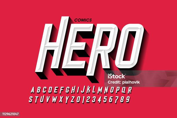 Comics Hero Style Font Stock Illustration - Download Image Now - Typescript, Superhero, Heroes