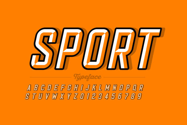 레트로 스타일 글꼴 - sports stock illustrations