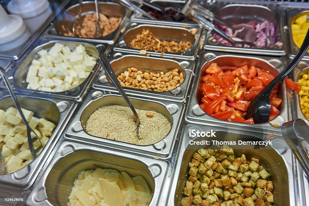 Salad Salad bar with colorful vegetables Food Bar Stock Photo