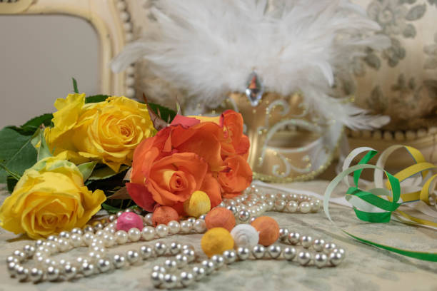 Flowers, carnival mask and disguise for Corso fleuriy chic