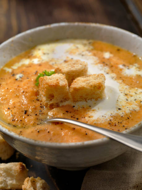 istock Creamy Carrot Soup with Croutons 1129639162