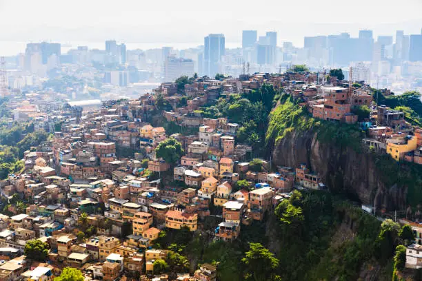 Slum and downtown at Rio de Janeiro