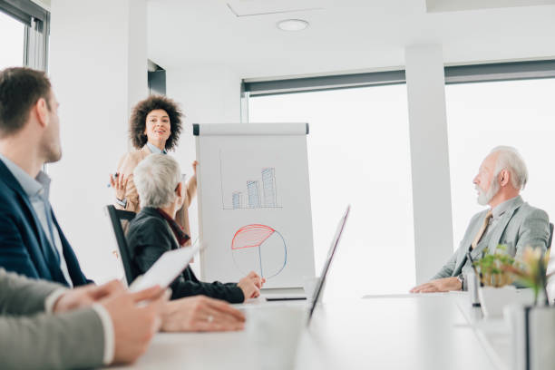 istock Woman having presentation at office 1129641771