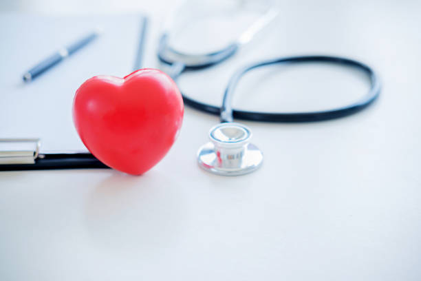 istock Red heart with stethoscope. Concept healthcare. 1129642527