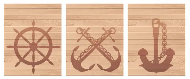 Vector illustration of Anchor and Helm