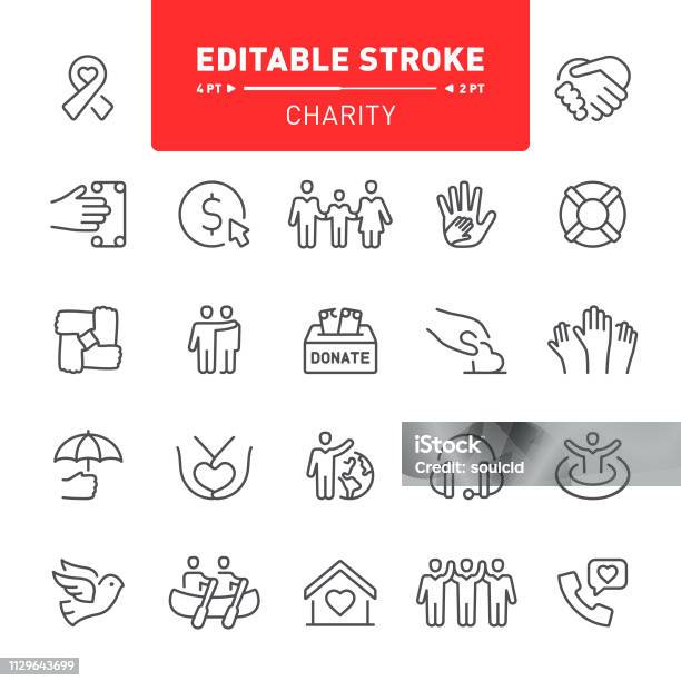 Charity Icons Stock Illustration - Download Image Now - Icon Symbol, Symbols Of Peace, Heart Shape