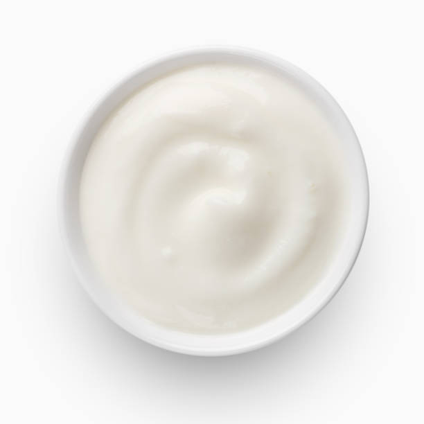 istock Bowl of yogurt, top view 1129644889