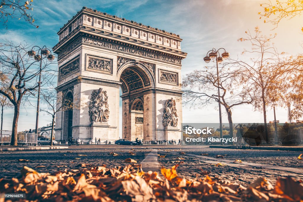 Arc de Triomphe Arc de Triomphe located in Paris, in autumn scenery. Paris - France Stock Photo
