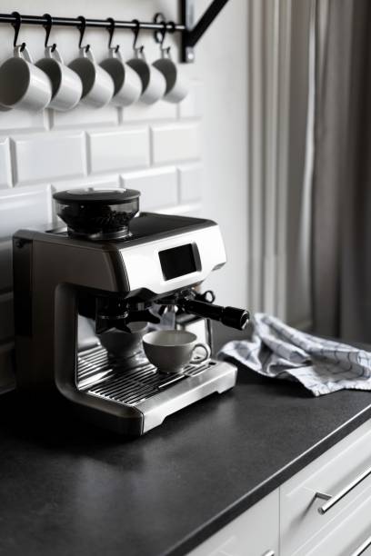istock Coffee machine with touch screen and portafilter 1129646613