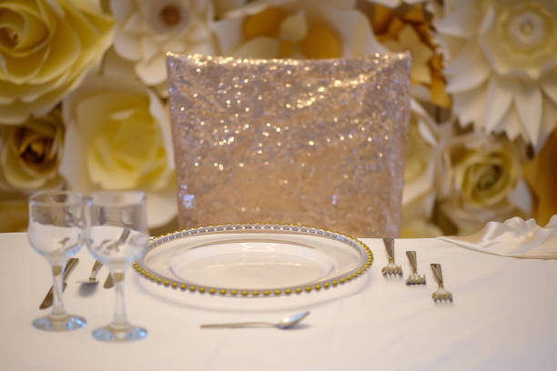 istock Sitting arrangement at a formal event or fine dining restaurant 1129648484