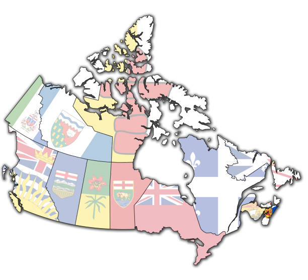 istock flag of nova scotia on administration map of Canada 1129649931