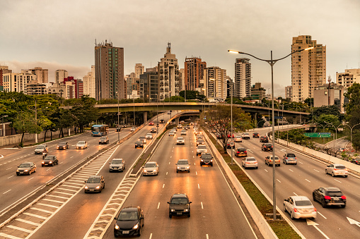 Dusk on urban highway in Brazil