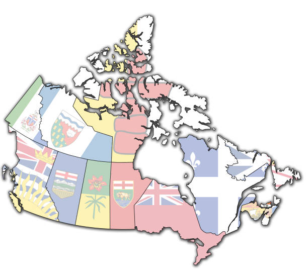 istock flag of prince edward island on administration map of Canada 1129650826