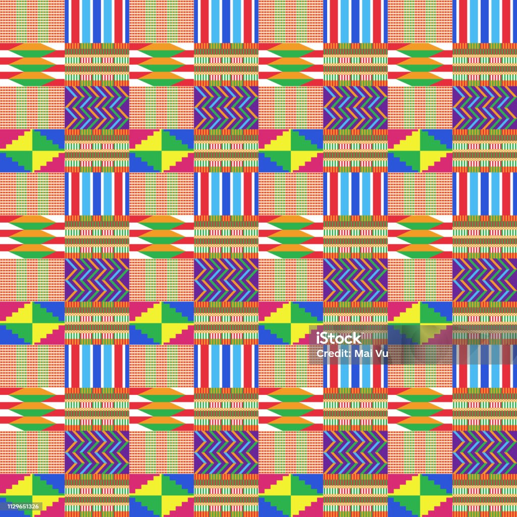 Kent State Pattern Colorful Kente Cloth Seamless Pattern Stock Illustration - Download ...