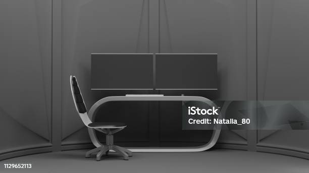 Computer Workstation 3d Rendering Stock Photo - Download Image Now ...
