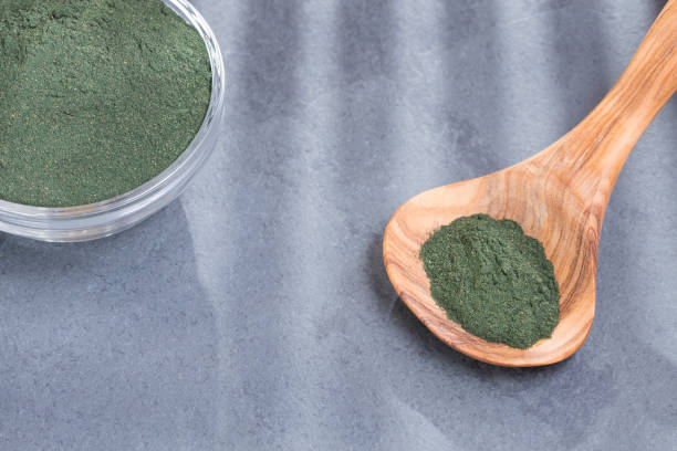 istock Spirulina powder Spirulina algae. top view - Spirulina 1129657521