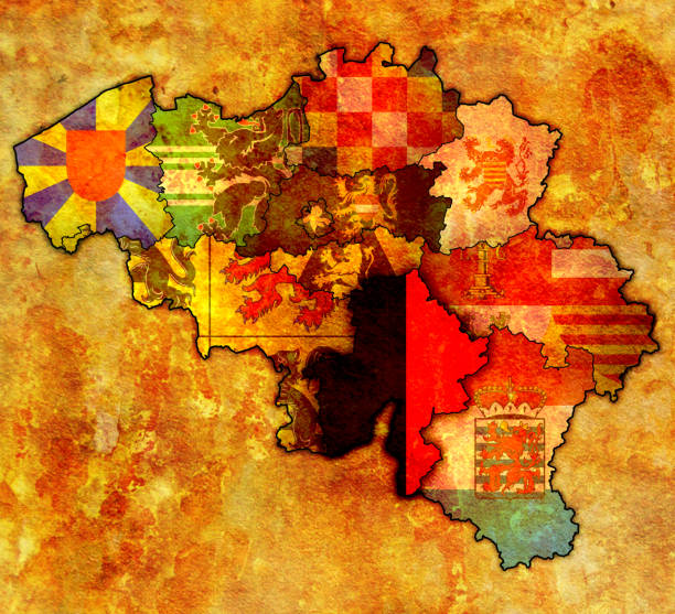 istock flag of namur on map with administrative divisions of Belgium 1129659791