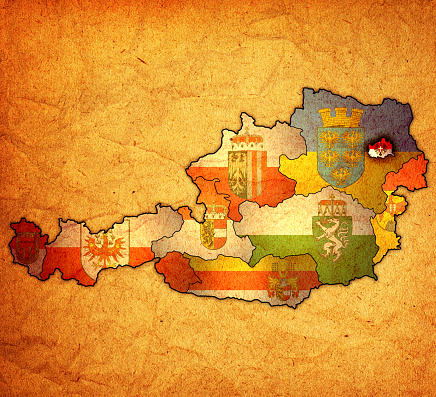 オーストリアの行政地図についてのウィーンの国旗 - イラスト素材...