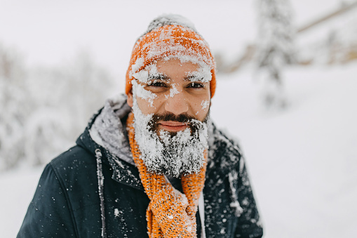 Human face covered with snow