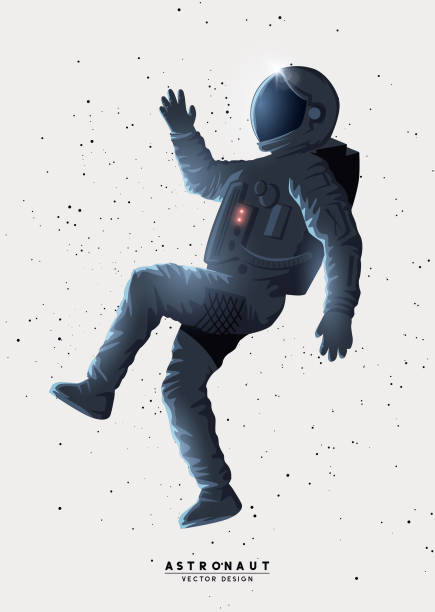 Spaceman Astronaut Floating In Space A human astronaut spaceman floating around in Space. Vector illustration. astronaut silhouettes stock illustrations