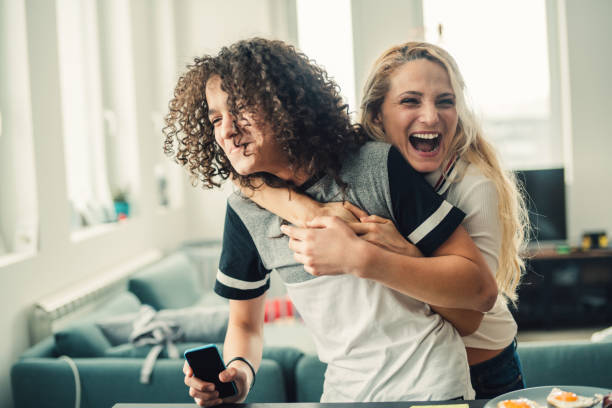 Mother and teenage boy