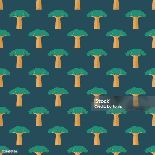 Sabae Tree Pattern Baobab Tree Australia Seamless Pattern Stock Illustration - Download ...