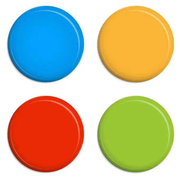 Vector illustration of 4 colored Magnets / Buttons