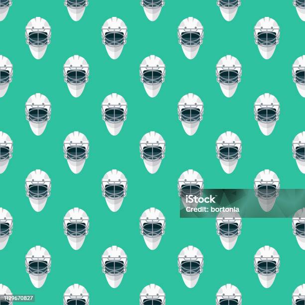 Goalie Mask Winter Sports Seamless Pattern Stock Illustration - Download Image Now - Goalie Mask, Ice Hockey, Backgrounds