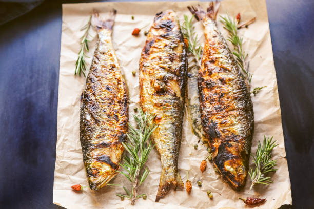 istock Grilled fish: Danube Pontic shad with rosemary and spices. 1129670996