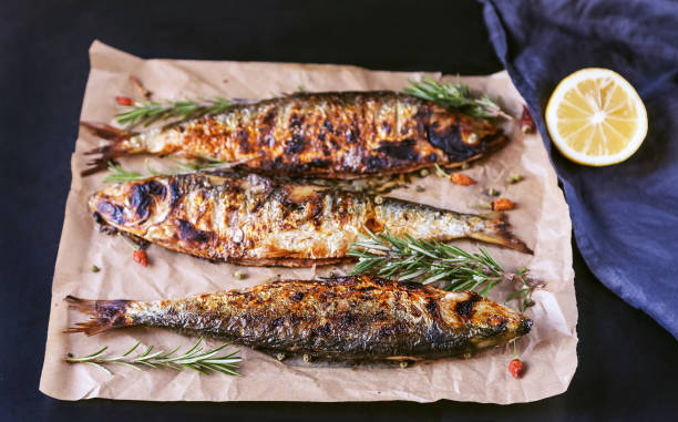 istock Grilled fish: Danube Pontic shad with rosemary and spices. 1129671094