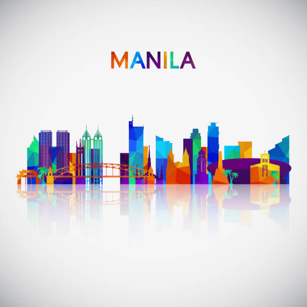 Manila skyline silhouette in colorful geometric style. Symbol for your design. Vector illustration. Manila skyline silhouette in colorful geometric style. Symbol for your design. Vector illustration. national capital region philippines stock illustrations