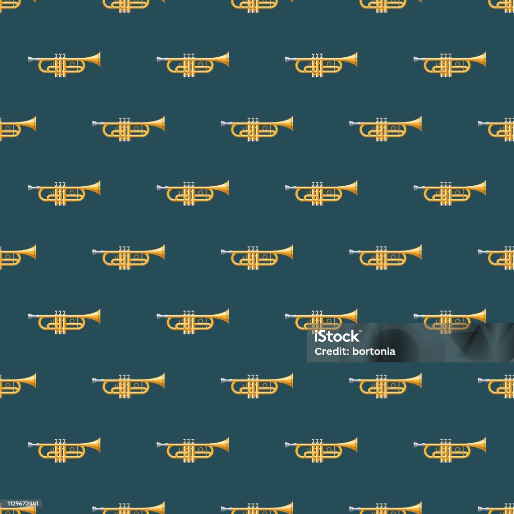 Trumpet Instrument Color Background Trumpet Musical Instrument Seamless Pattern Stock Illustration ...