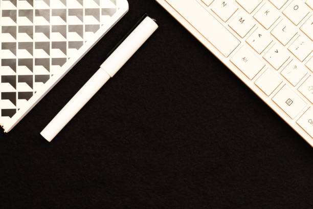 istock Office or business flat lay, perfect for social media, backdrop for banner ect 1129672518