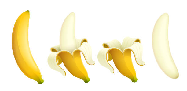 istock Ripe banana. Set of Tropical fruit. Vector illustration. 1129672674