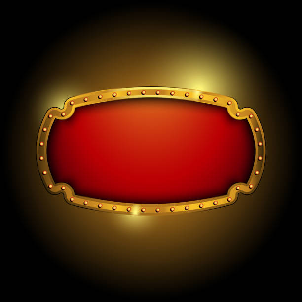 istock Shiny bright golden red as a casino banner on dark black background vector illustration 1129675039