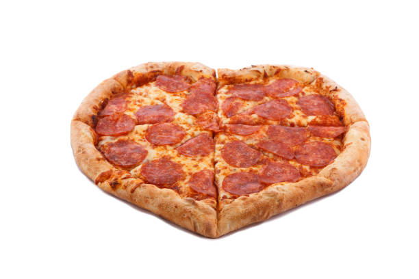istock Pizza Pepperoni Heart shape with mozzarella cheese 1129677001