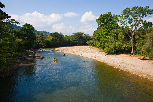 People swimming in the Canagua river, Barinas, Venezuela