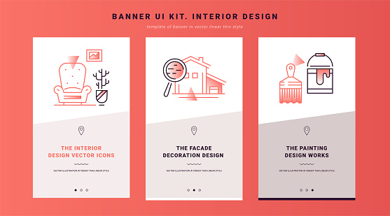 Ui Kit Banners Of Interior Design Process Stock Illustration - Download ...