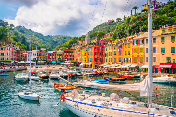 Beautiful bay with colorful houses in Portofino,  Liguria, Italy Beautiful bay with colorful houses in Portofino,  Liguria, Italy portofino photos stock pictures, royalty-free photos & images
