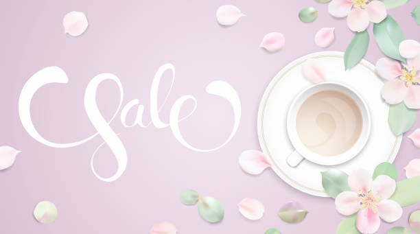 istock Sale advertising background template with flower petals and lettering. 1129685462