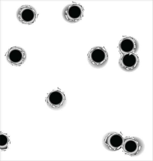 ilustrações de stock, clip art, desenhos animados e ícones de bullet holes - bullet hole illustrations