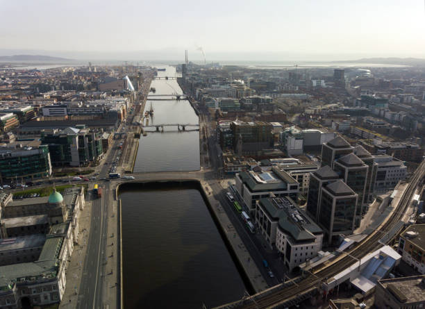 istock Aerial view of Leffey river and Dublin's city centre 1129686442