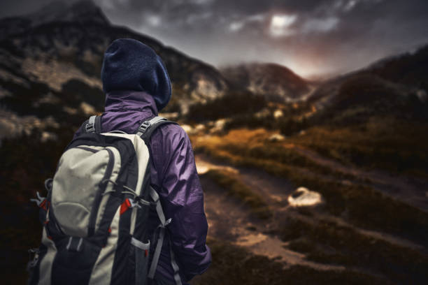 istock Traveling alone in the mountains at sunset 1129686879