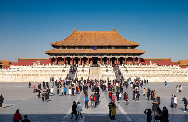 die verbotenen palast an die stadt peking. es ist der größte palast in china. - ming china forbidden city emperor stock-fotos und bilder