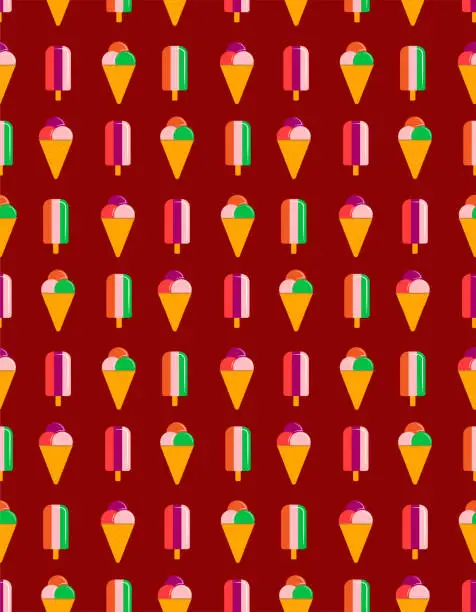 Vector illustration of Ice Cream Seamless Vector Pattern