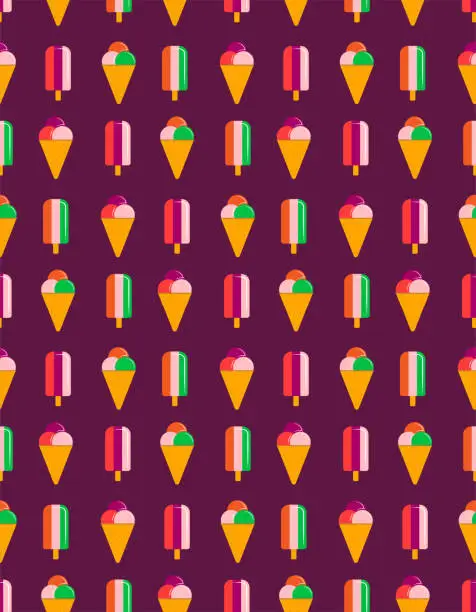 Vector illustration of Ice Cream Seamless Vector Pattern